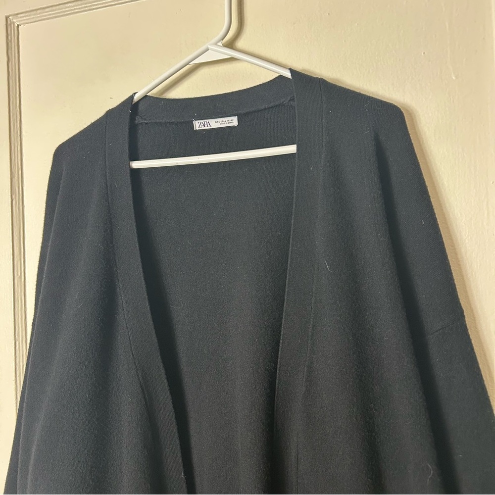 Zara Solid Black Oversized Open Front Cardigan Wo… - image 3